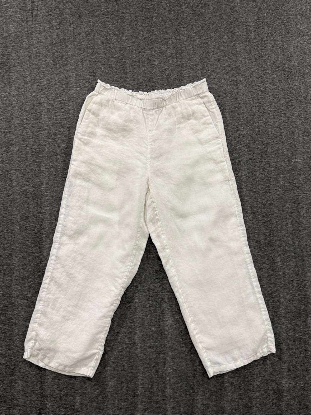 J. Crew White Drawstring Linen Pants‎ Size SP